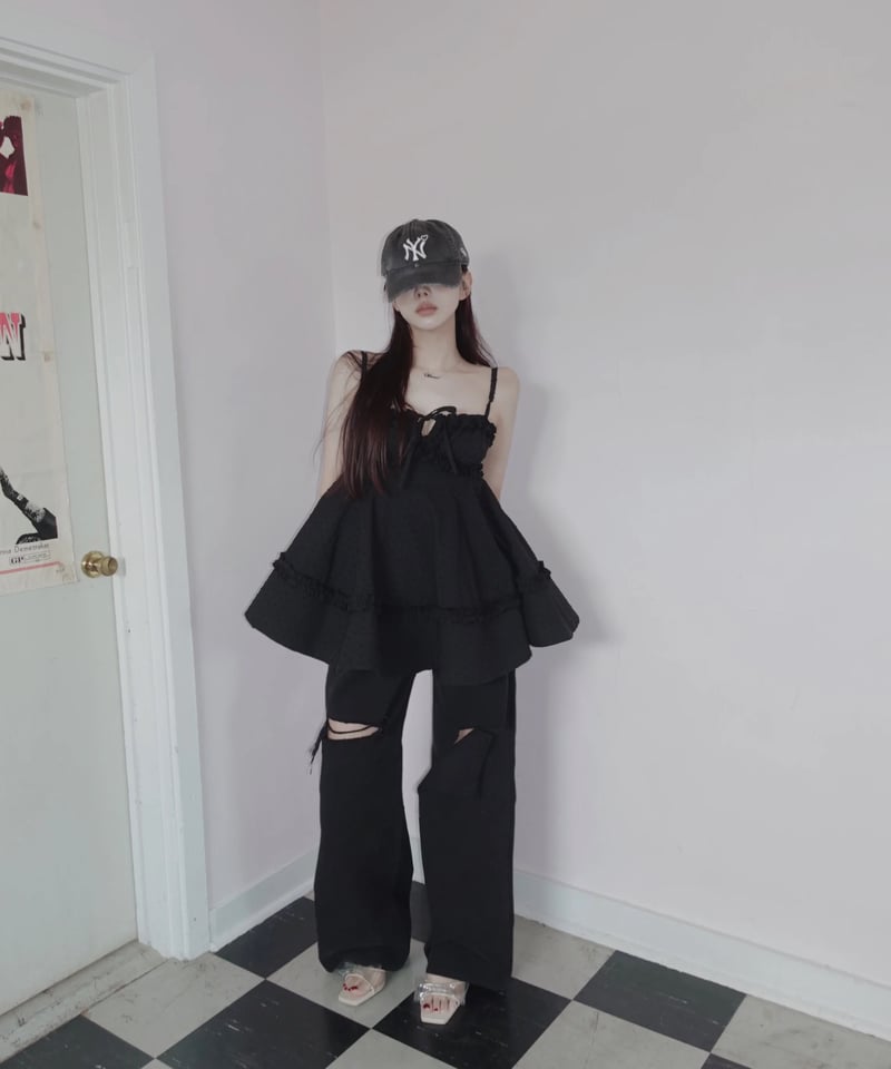 Black］キャミソールチュニックドレス /Camisole Tunic Dress | F