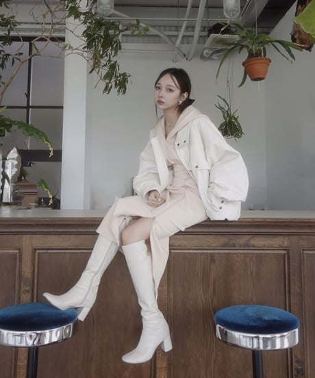 ボンディングジップスリットフードワンピース / Bonding Zip-Slit Hood One-Piece