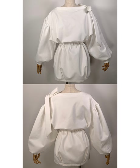 ボリュームスリーブリボントップス　Volume Sleeve Ribbon Tops