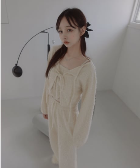 フロントリボンカーディガン(キャミソール付) / Front Ribbon Cardigan (+Camisole)