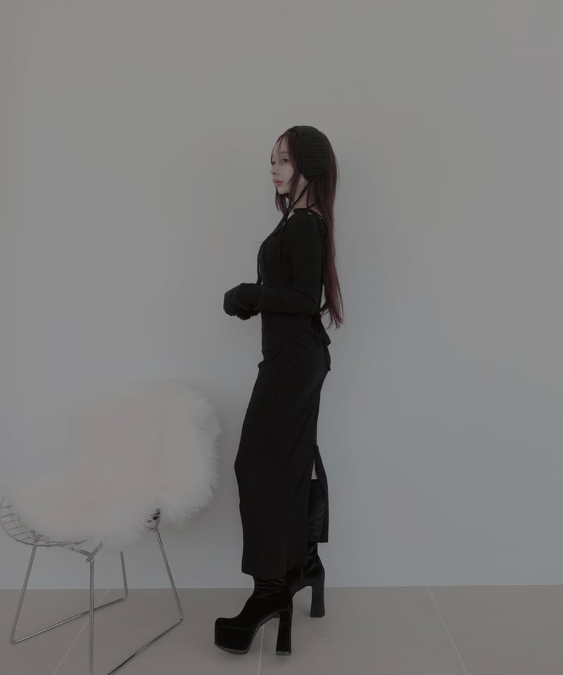 fictiontokyo セットアップワンピース (black) オータムセットアップワンピース(ワンピース＋カーディガン） / Autumn