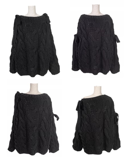 ハンドニッティングケーブルリボンニット/Hand-knitted Cable Ribbon Knit
