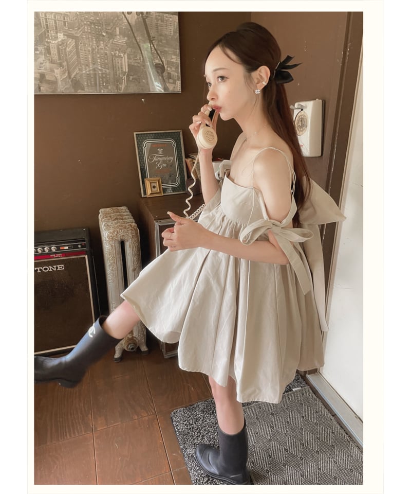 ダブルスカートリボンミニドレス / Double Skirt Ribbon Mini Dres...