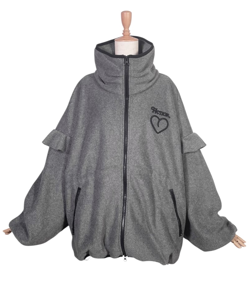 Black】ダブルジップフリルフリース /Double Zip Frill Fleece |