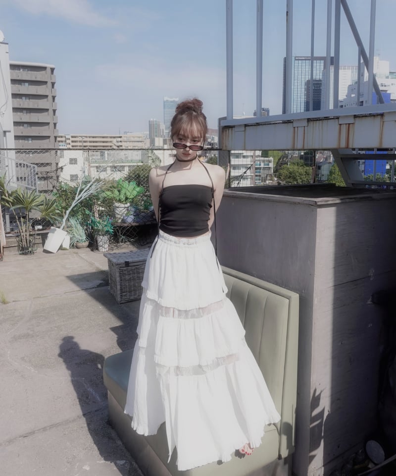Milk］フロントオープンレースティアードスカート / Front Open Lace Ti