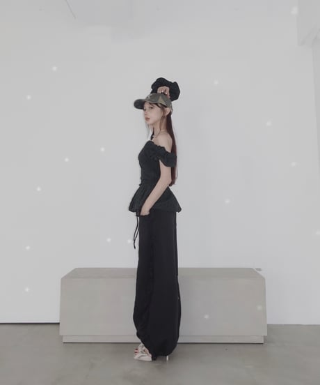 【Black】コットンレーストップ(+ビッグシュシュ）/ CottonLace Top(+BigSHUSHU)