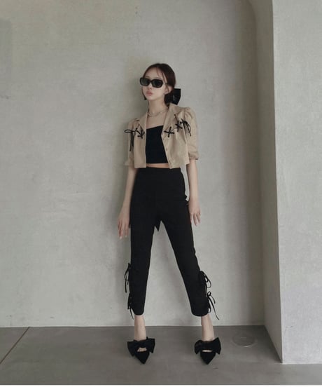 レースアップクロップドシャツ /Race-up Cropped Shirts