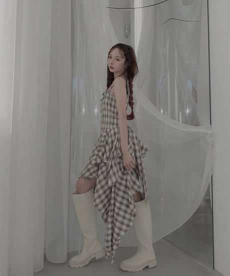 【Mocha】レイヤードチェックワンピース / Layered Check Dress