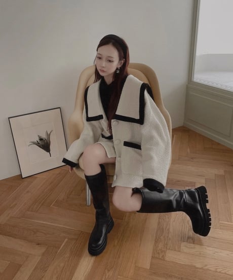 ウェストリボンニットチュニックワンピース /Waist Ribbon Knit Tunic One-piece