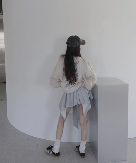 【IceWhite】ショルダーリボンモヘアニット/Shoulder Ribbon Mohair Knit