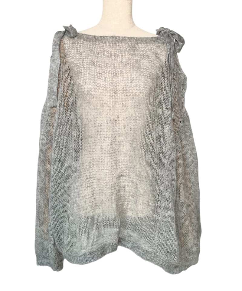 Gray】ショルダーリボンモヘアニット/Shoulder Ribbon Mohair Kni Gray】ショルダーリボンモヘアニット/Shoulder Ribbon Mohair Kni