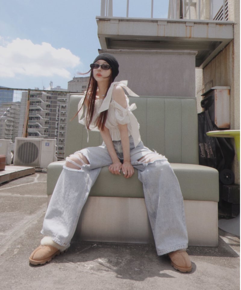 ショルダーダブルリボントップス ショルダーダブルリボントップス Shoulder DoubleRibbon Tops | FI