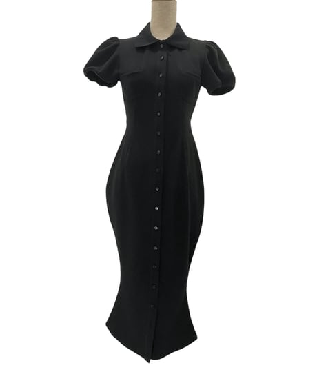バックリボンポロフレアワンピース /Back Ribbon Polo Flare One-Piece