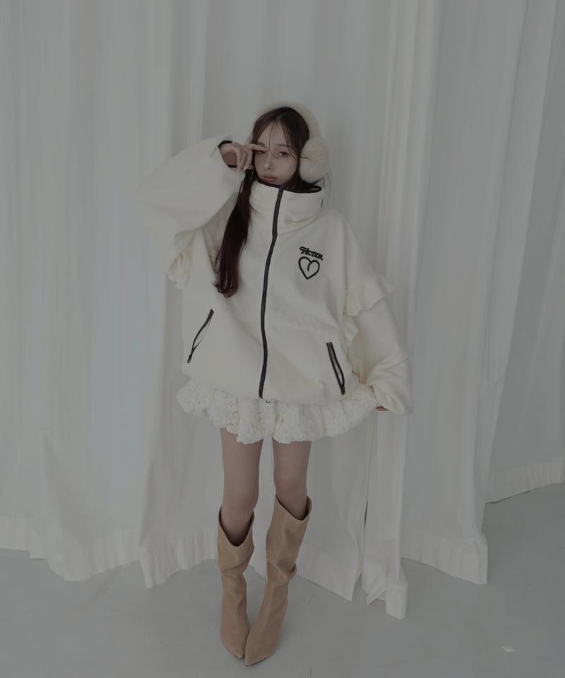 Milk】ダブルジップフリルフリース /Double Zip Frill Fleece |