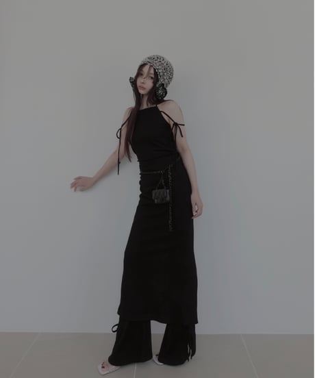 サイドリボンリブフレアパンツ /Side Ribbon Rib Flare Pants