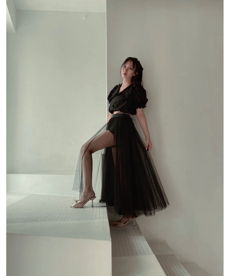 スリットチュールスカート Slit Tulle Skirt | FICTION TOKYO O スリットチュールスカート Slit Tulle Skirt | FICTION TOKYO O