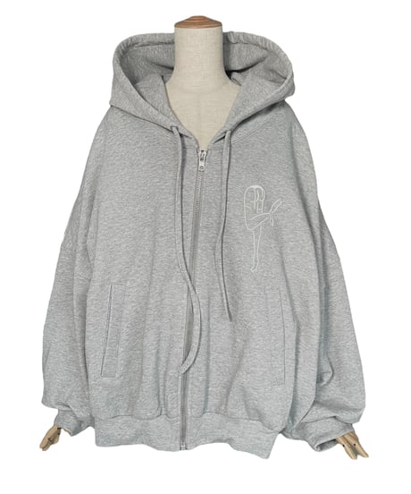 【Gray】ハートジップアップフーディー /Heart Zip-up Hoodie