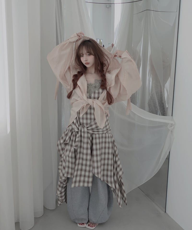 Sheer Peach】サイドカットフードシャツ/Side Cutting Hooded S