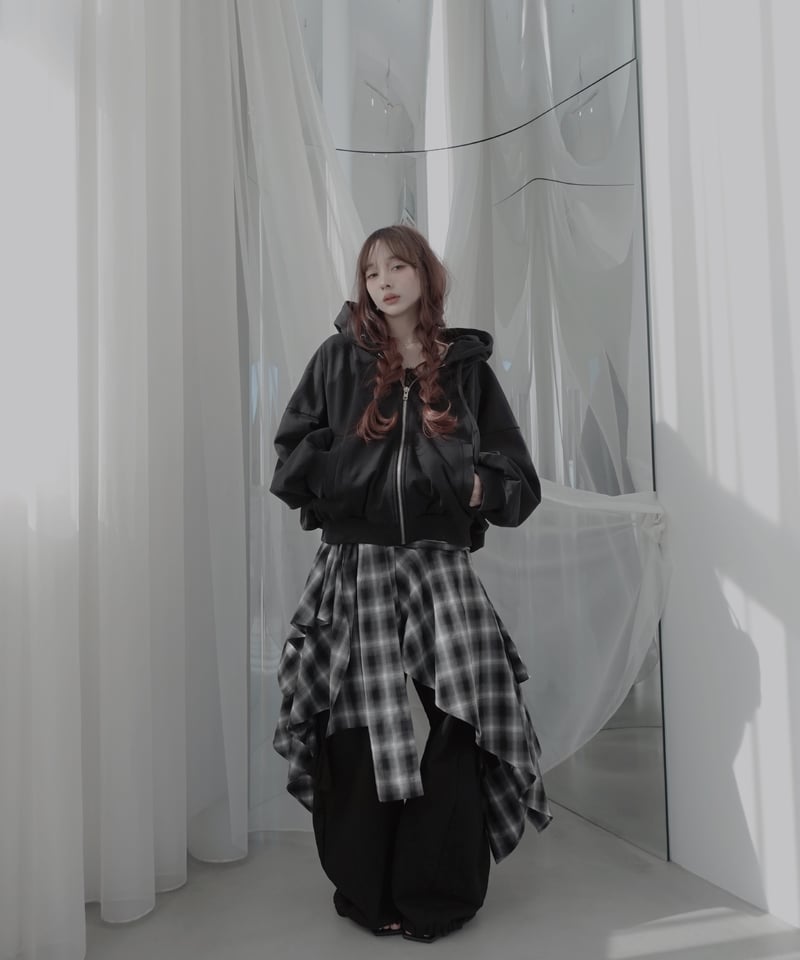 Black】レイヤードチェックワンピース / Layered Check Dress | F