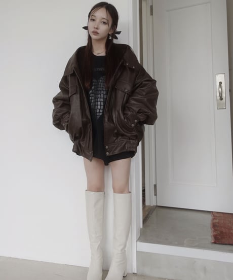 ウォッシュレザーブルゾン /Faux Leather Blouson