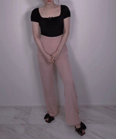 クリンクルマテリアルハイウェストパンツ　Crinkle Material High Waist Pants