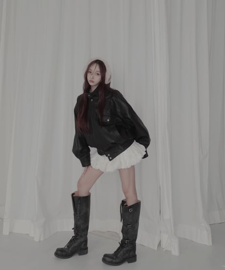 ウォッシュレザーブルゾン /Faux Leather Blouson