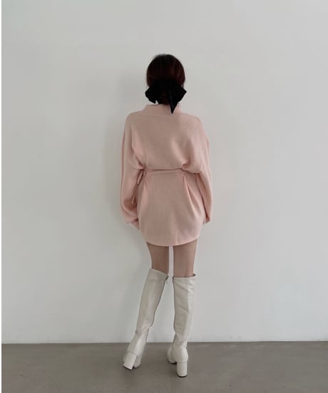 ウェストリボンニットチュニックワンピース /Waist Ribbon Knit Tunic One-piece