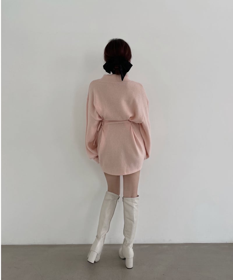 ウェストリボンニットチュニックワンピース /Waist Ribbon Knit Tunic O...