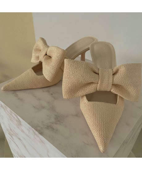 ストローリボンパンプス / Straw Ribbon Pumps