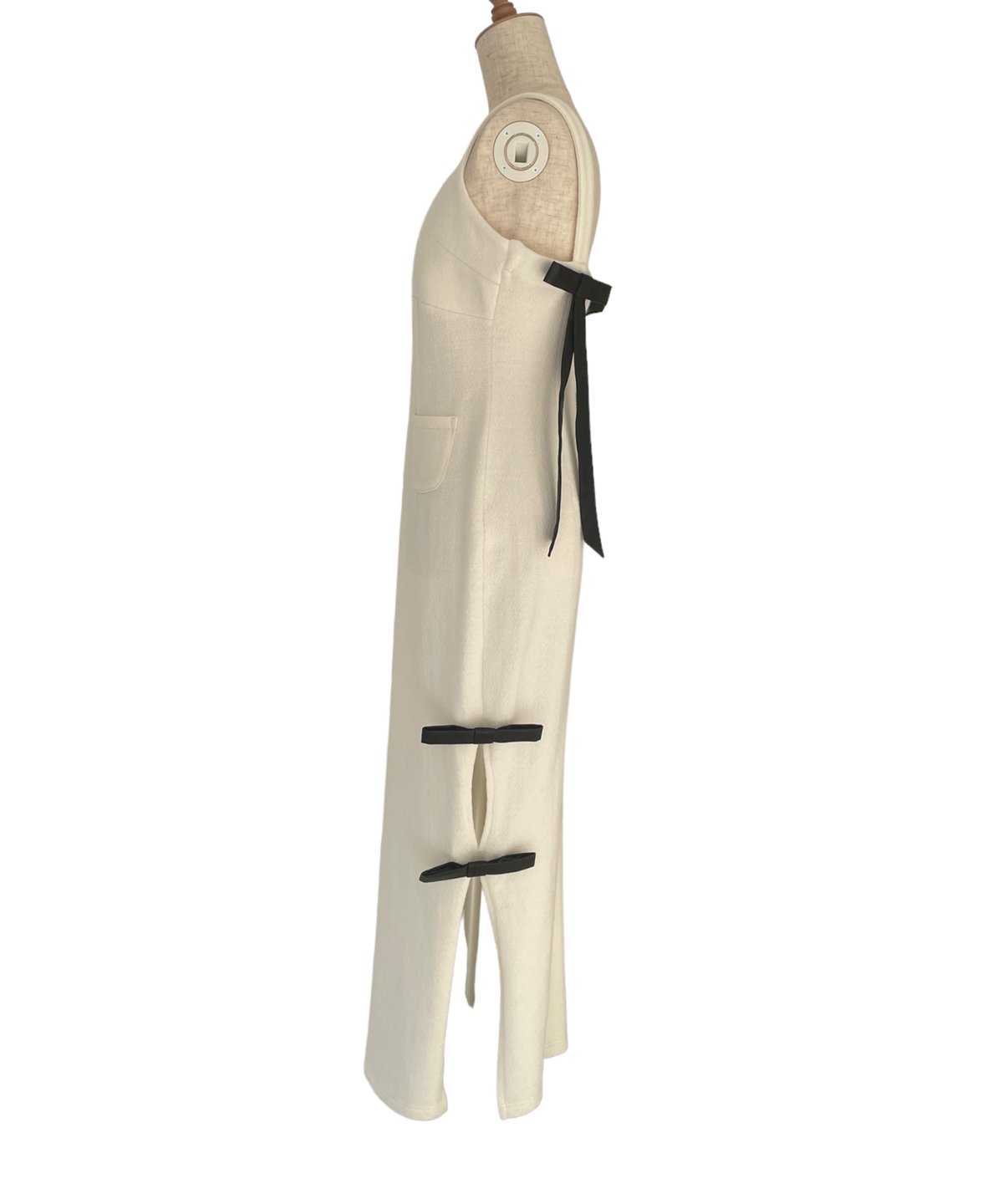 レザーリボンスリットワンピース / Faux Leather ribbon Slit One-