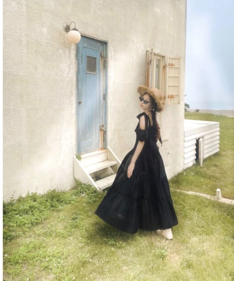 ショルダーリボンサマーロングドレス / Shoulder Ribbon Summer Long Dress