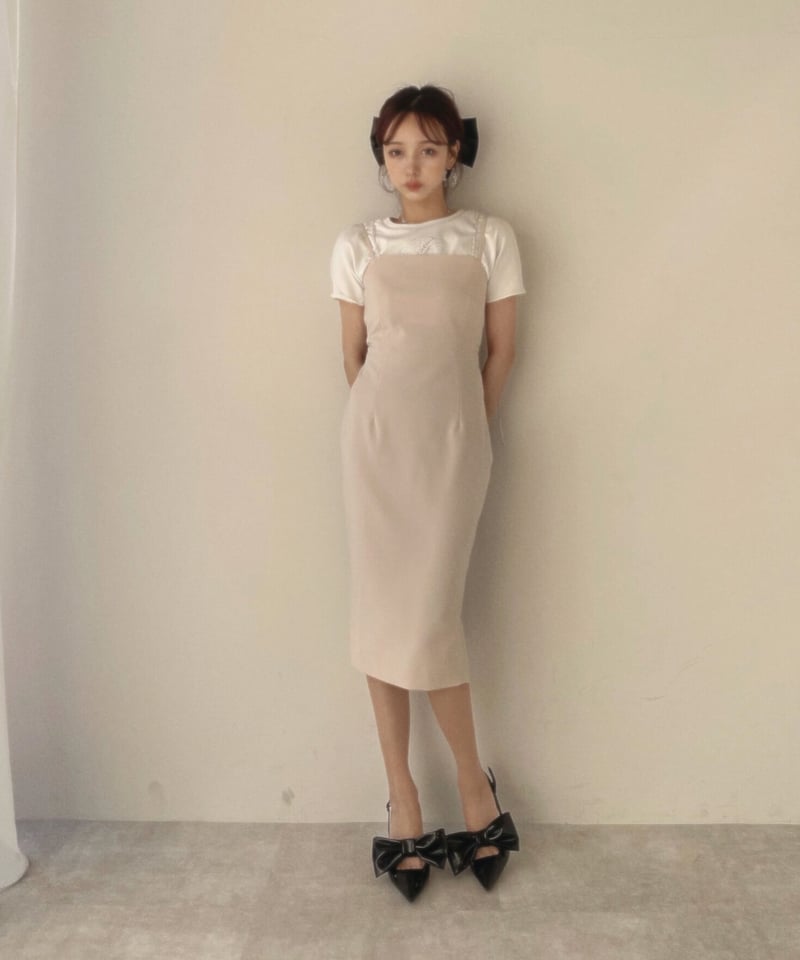 ビジューストラップスリットワンピ / Bijou Strap Slit One ビジューストラップスリットワンピ / Bijou Strap Slit One