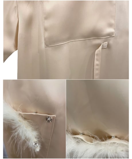 フェザーポケットサテンシャツ / Feather Pocket Satin Shirts