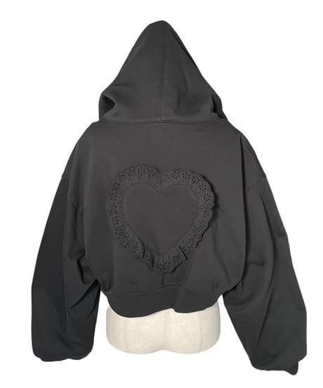 【Black】ハートジップアップフーディー /Heart Zip-up Hoodie