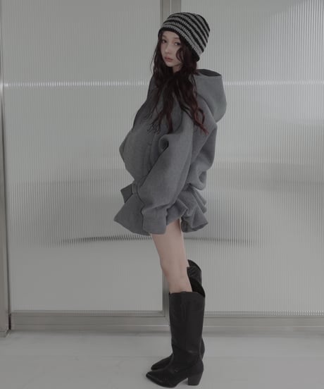 ボンディングダブルジップフーディー / Logo Embroidery Bonding Double Zip Hoodie