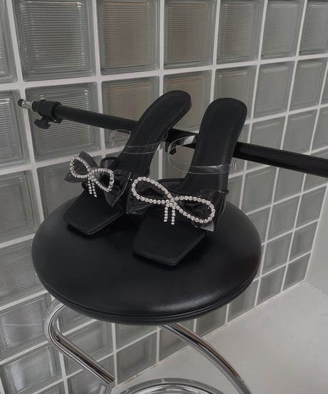 Bijou Ribbon Clear Mules /ビジューリボンクリアミュール