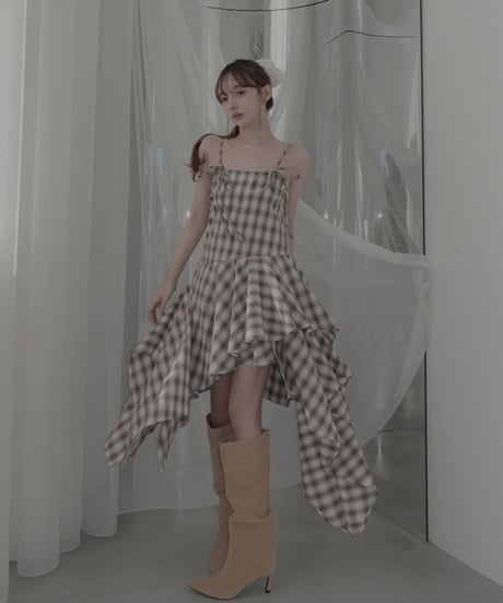 【Mocha】レイヤードチェックワンピース / Layered Check Dress