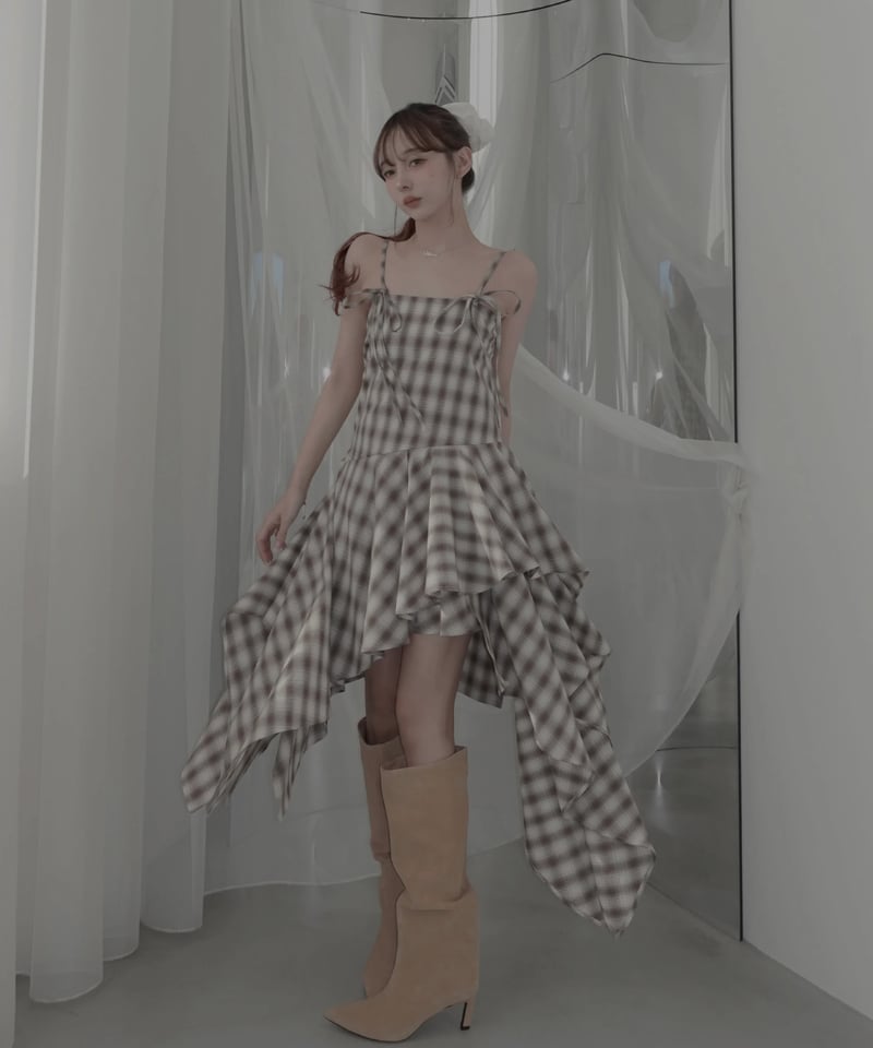 Mocha】レイヤードチェックワンピース / Layered Check Dress | F