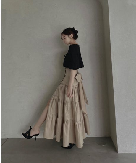 バックリボンティアードスカート /Back Ribbo Tiered Skirt