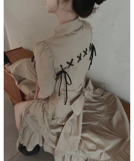 レースアップクロップドシャツ /Race-up Cropped Shirts
