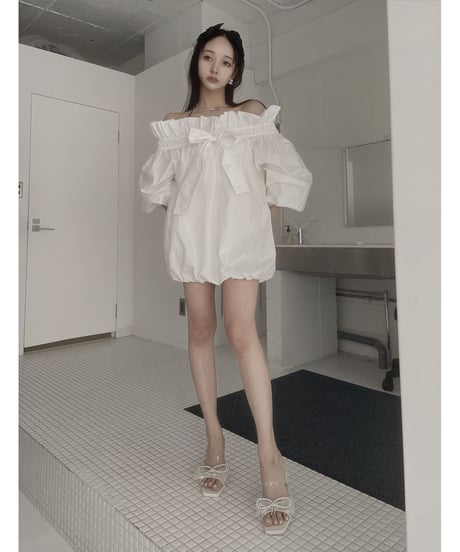 Bijou Ribbon Clear Mules /ビジューリボンクリアミュール