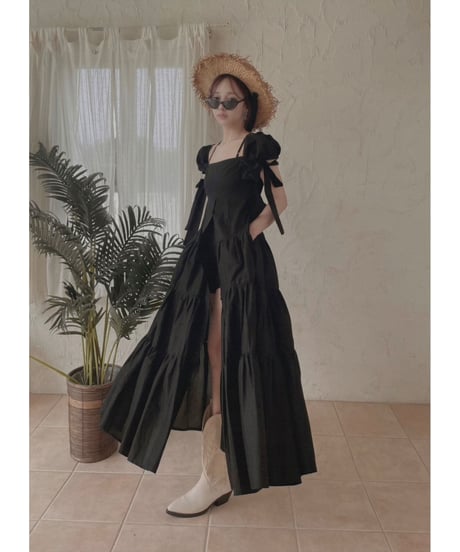 ショルダーリボンサマーロングドレス / Shoulder Ribbon Summer Long Dress