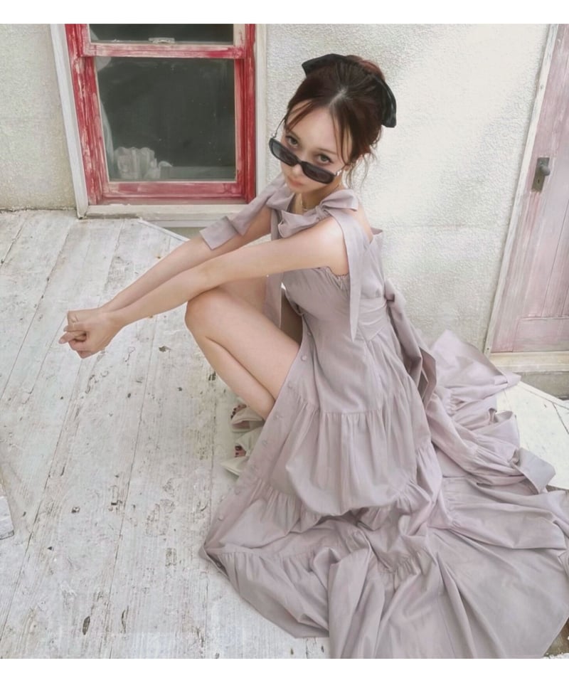 ショルダーリボンサマーロングドレス / Shoulder Ribbon Summer ショルダーリボンサマーロングドレス / Shoulder Ribbon Summer