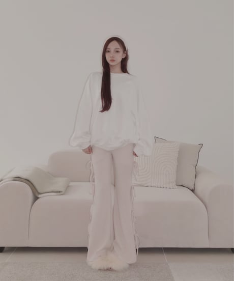 サイドリボンリブフレアパンツ /Side Ribbon Rib Flare Pants