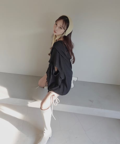 レースアップビッグシルエットフーディ/Race-up Oversized Hoodie