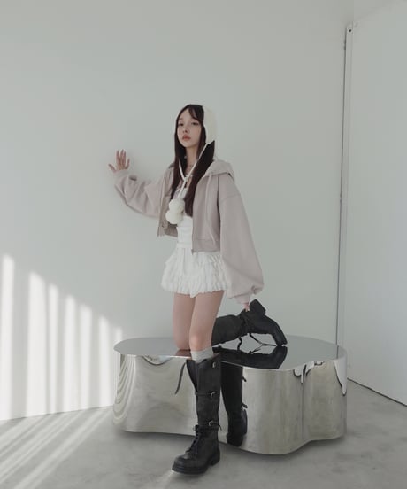 【PinkBeige】ハートジップアップフーディー /Heart Zip-up Hoodie