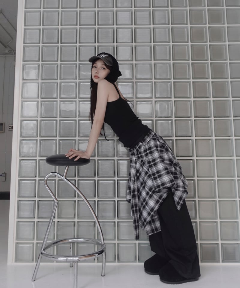 fiction tokyo ランダムラップスカート Check】ランダムスカート / Random Skirt | FICTION TOKYO