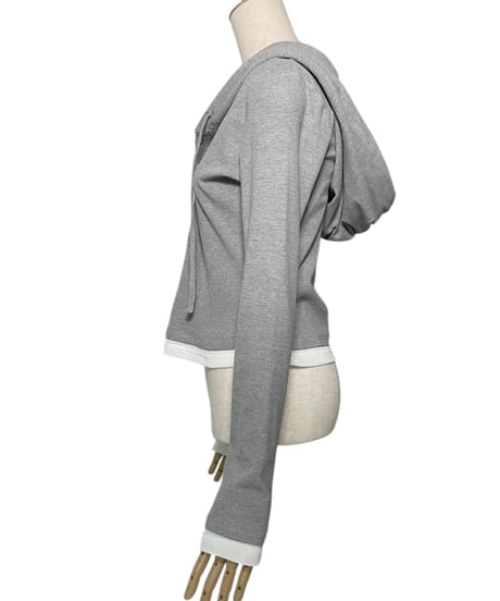 【LightGray】レイヤードフードトップス / Layered Hood Top