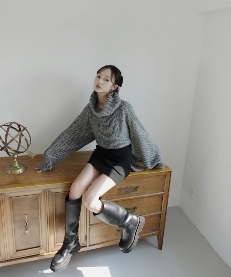 バックリボンローゲージニット /Back Ribbon Low Gauge Knit | FI