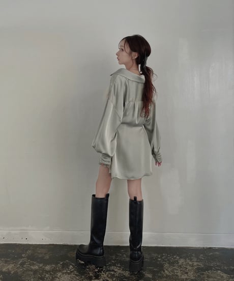 フェザーポケットサテンシャツ / Feather Pocket Satin Shirts